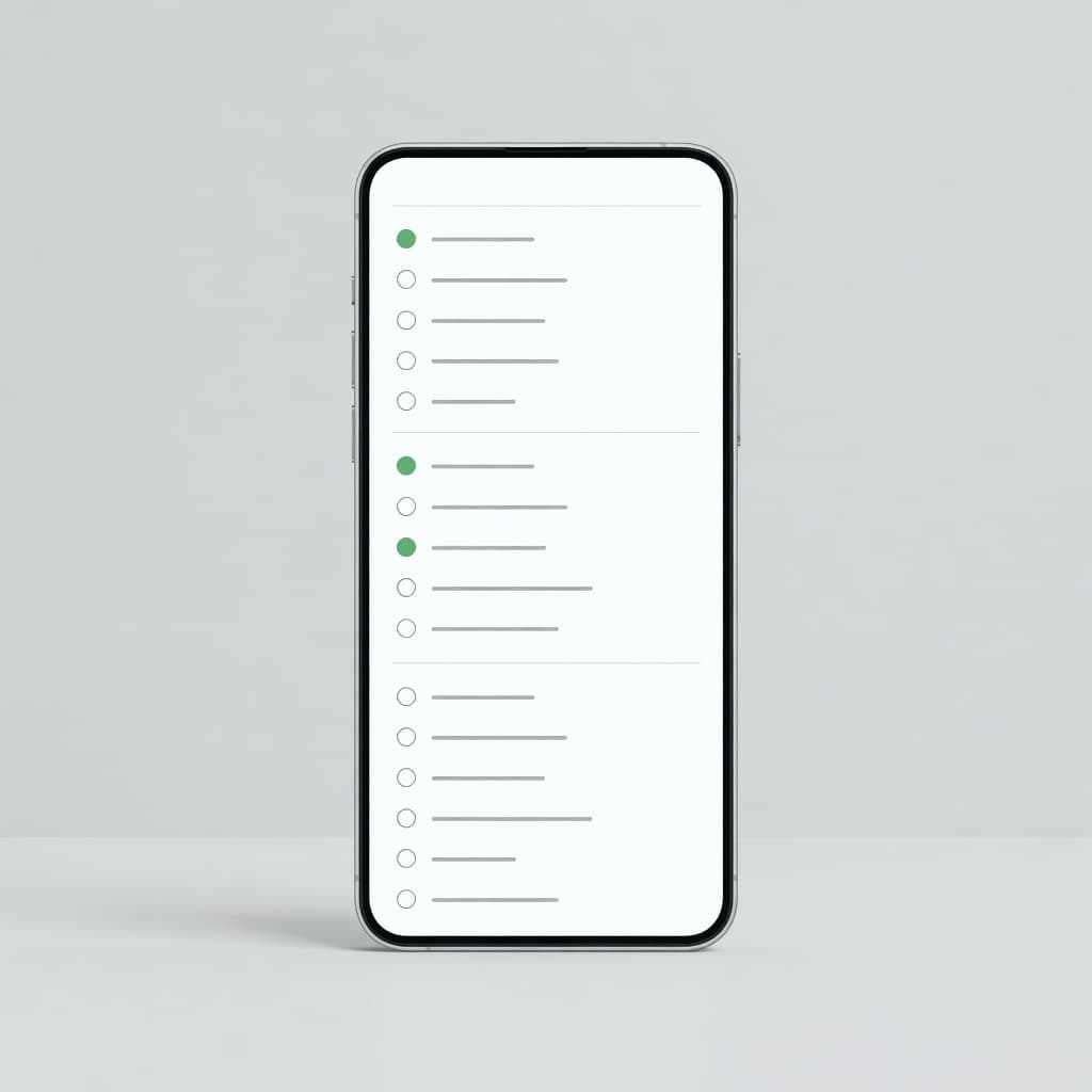 Pantalla de la app con la lista de la compra agrupada por secciones