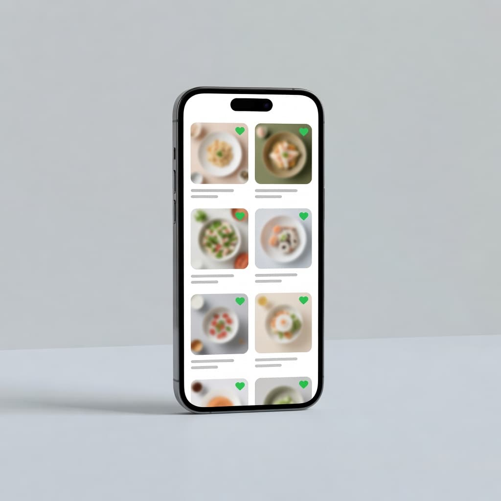 Pantalla de la app con la cuadrícula de recetas favoritas