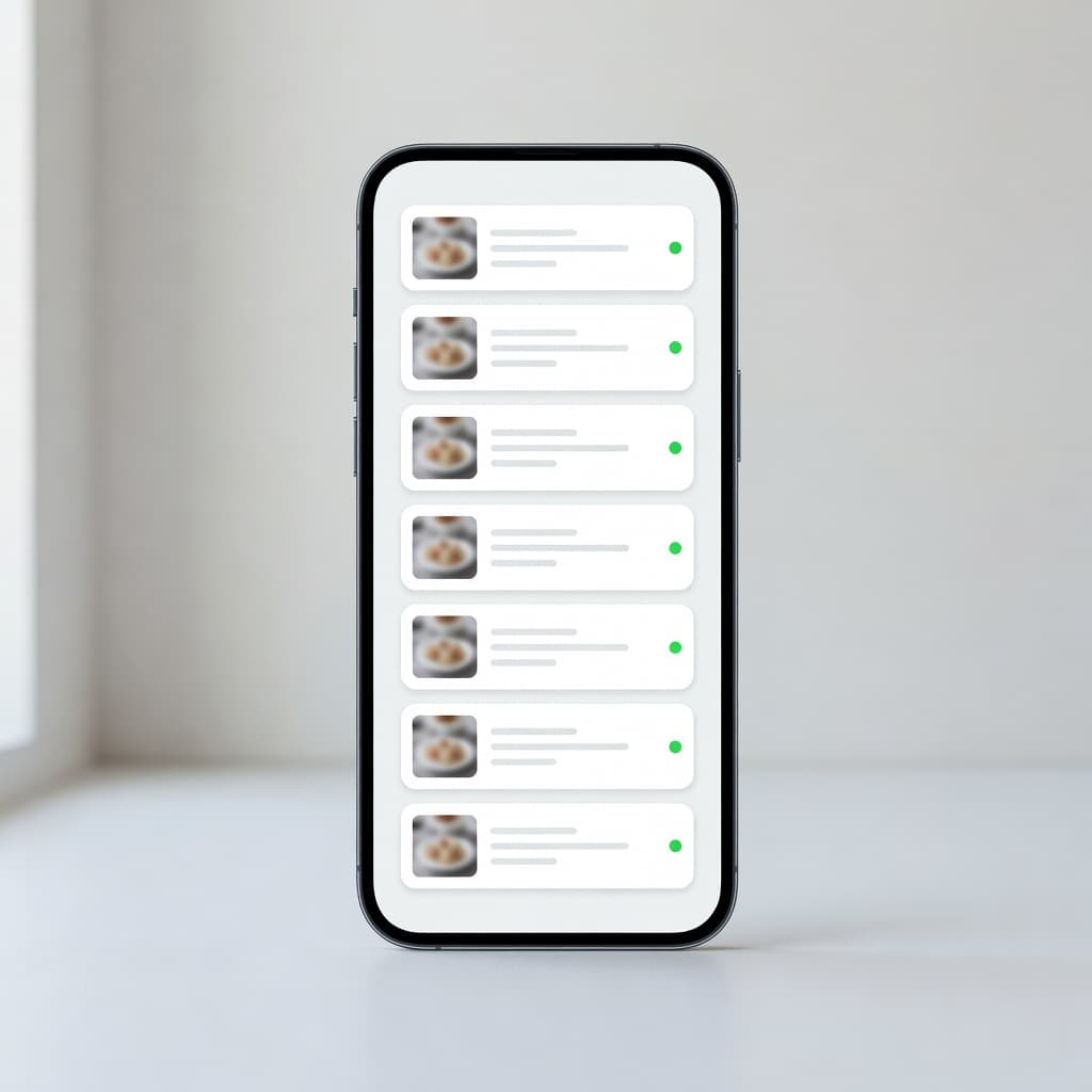 Pantalla de la app con las tarjetas de los siete días de la semana