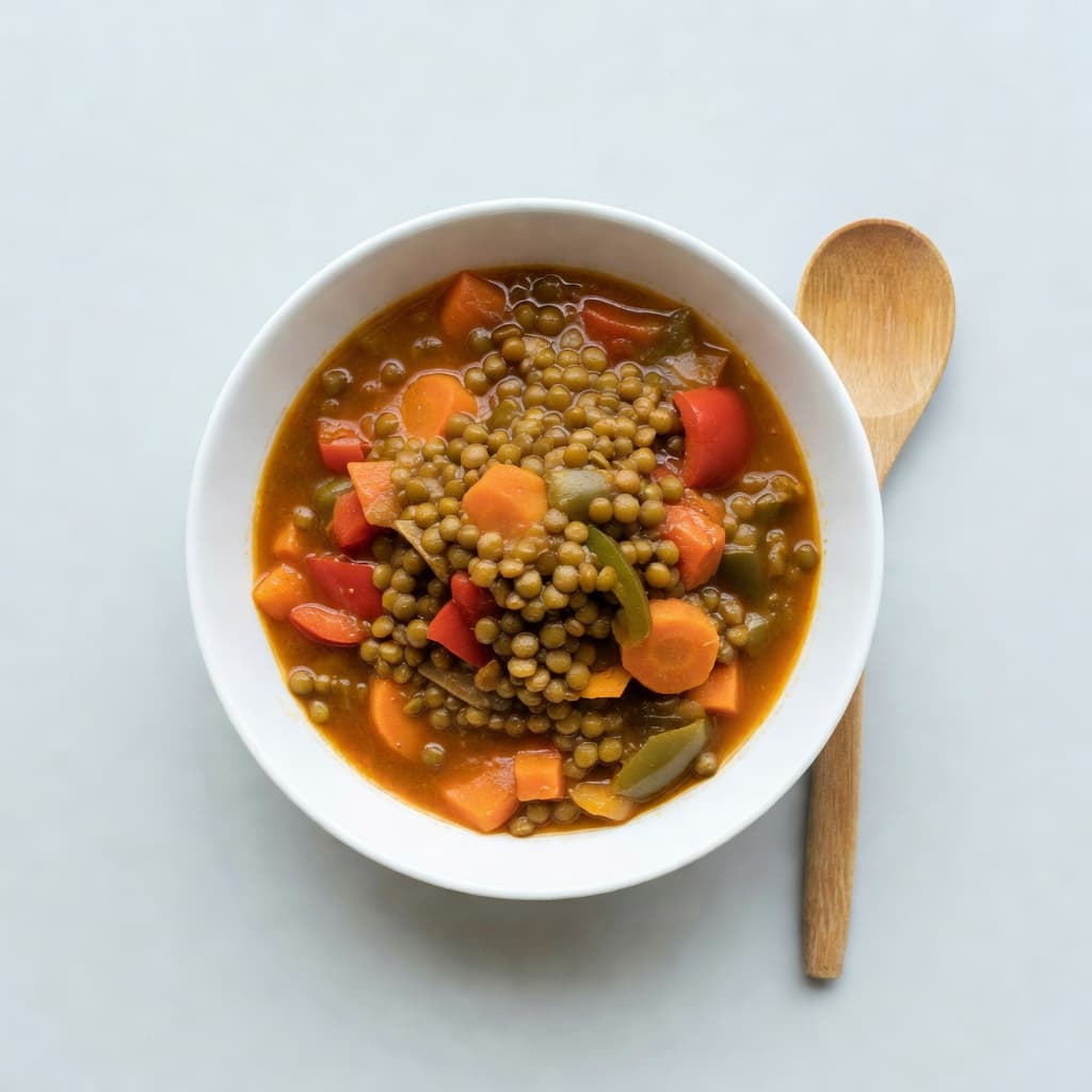 Plato de lentejas caseras con verduras